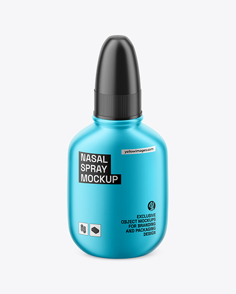 Matte Metallic Nasal Spray Bottle Mockup