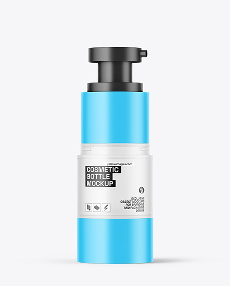 Frosted Cosmetic Bottle with Pump Mockup