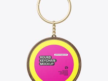 Round Wooden Keychain Mockup