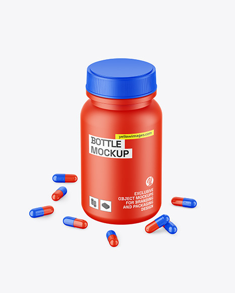 Matte Bottle W/ Pills Mockup