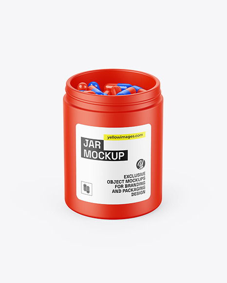 Matte Jar With Pills Mockup