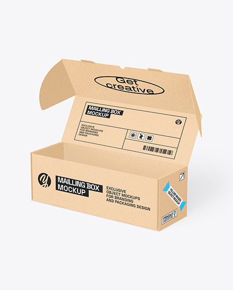 Opened Krafts Paper Mailing Box Mockup