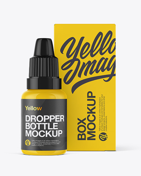 Glossy Dropper Bottle And Paper Box Mockup