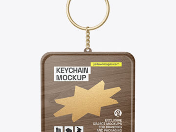 Wooden Keychain Mockup
