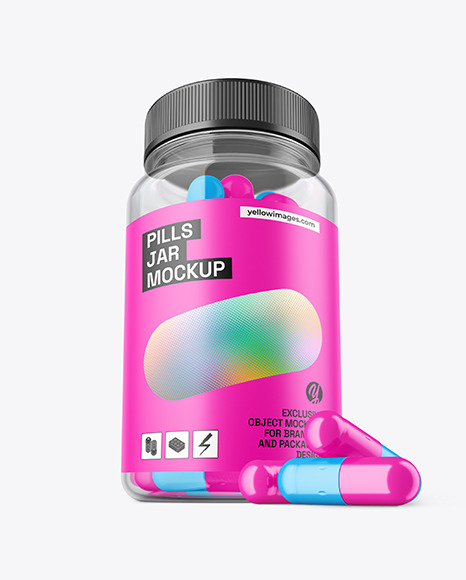 Clear Pills Jar Mockup