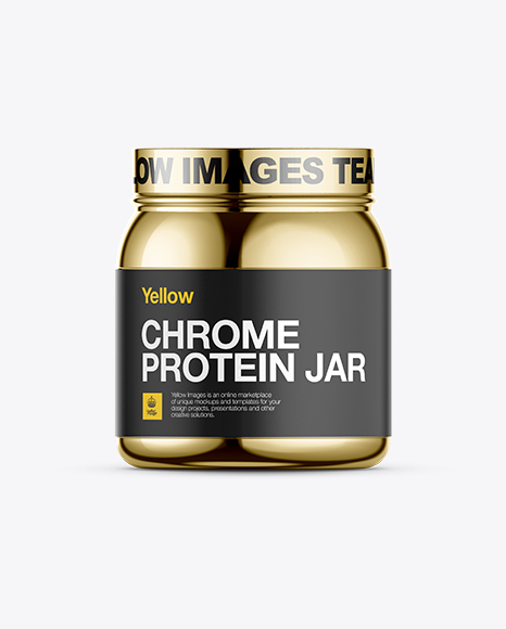 Chrome Protein Jar Mockup