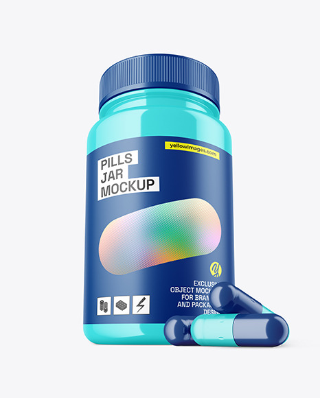 Glossy Pills Jar Mockup