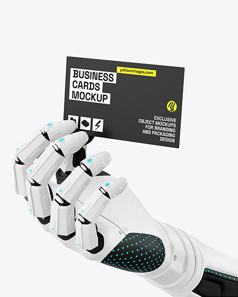 Robot Hand With Card Mockup