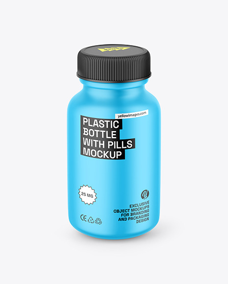 Matte Plastic Bottle with Pills Mockup