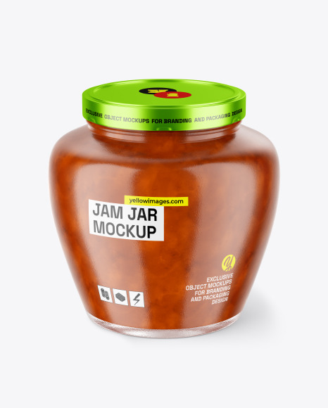 Glass Jar With Apple Jam Mockup