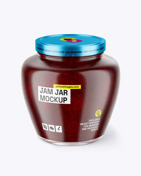 Glass Jar With Raspberry Jam Mockup