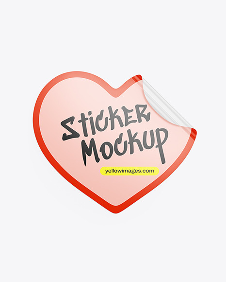 Glossy Heart Sticker Mockup