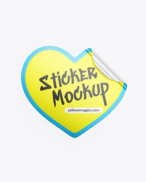 Metallic Texturated Heart Sticker Mockup
