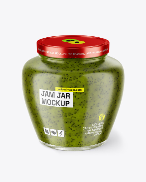 Glass Jar With Kiwi Jam Mockup