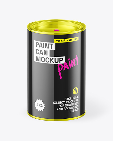 Glossy Paint Can Mockup