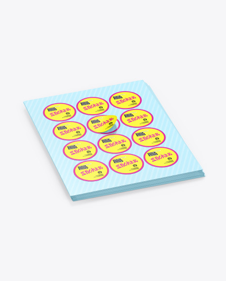 Sheets with Round Stickers Mockup