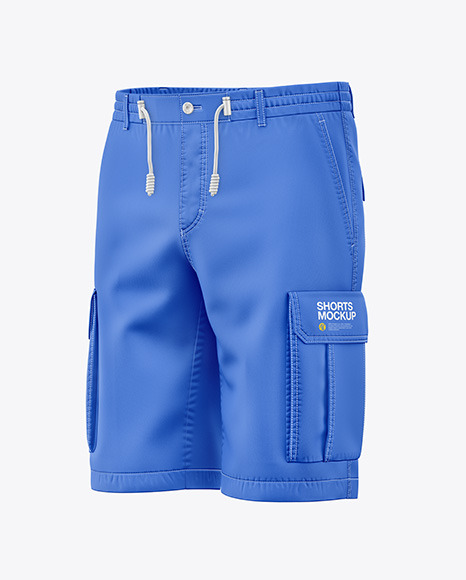 Cargo Shorts Mockup - Front Half Side View