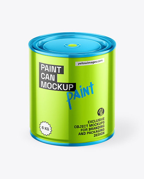Glossy Metallic Paint Can Mockup