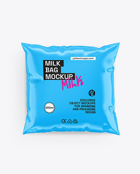 500ml Glossy Milk Bag Mockup