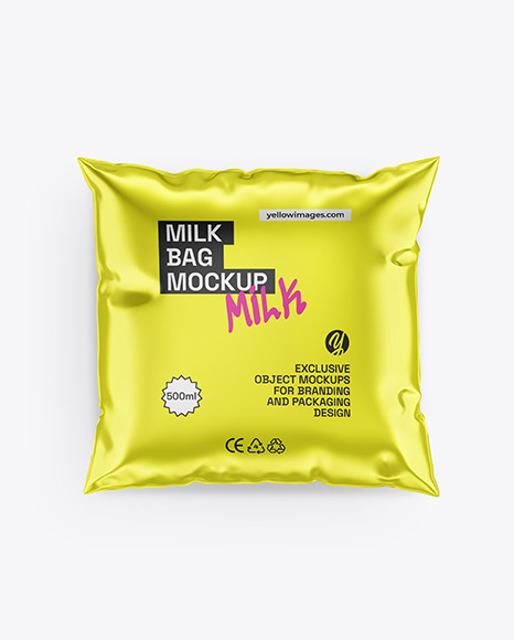 500ml Metallized Milk Bag Mockup