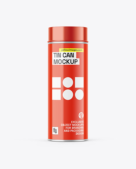 Tin Can W/ Glossy Label Mockup