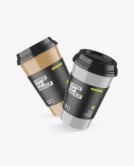 Two Glossy Textured Coffee Cups Mockup