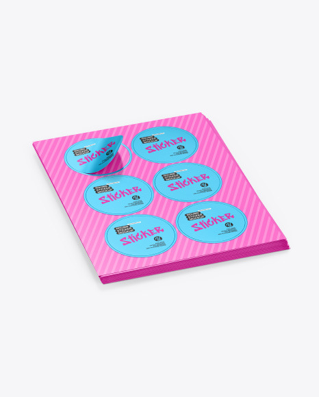 Sheets with Metallic Round Stickers Mockup