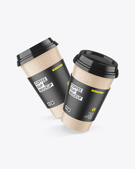 Two Kraft Paper Coffee Cups Mockup