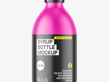 300ml Matte Syrup Bottle w Measuring Cap Mockup