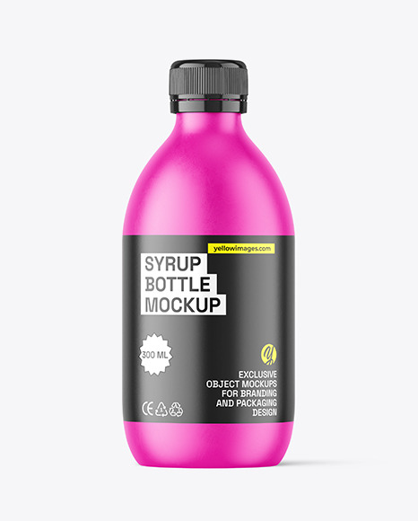 300ml Matte Syrup Bottle w Measuring Cap Mockup