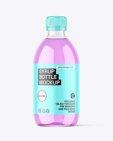 300ml Clear Syrup Bottle w Measuring Cap Mockup