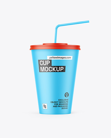 Matte Drink Cup W/ Straw Mockup