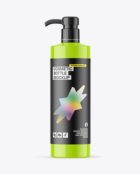 Glossy Cosmetic Bottle With Pump Mockup