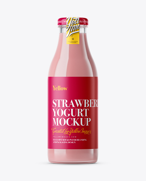 Strawberry Yogurt Bottle Mockup