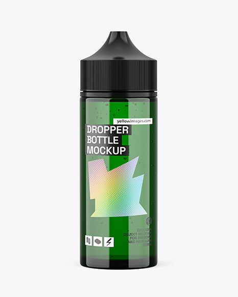 120ml Green Glass Dropper Bottle Mockup