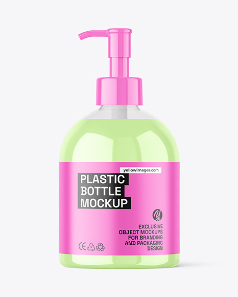 Clear Plastic Bottle w/ Pump Mockup