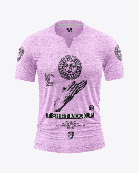 Melange V-Neck T-Shirt Dashiki Mockup
