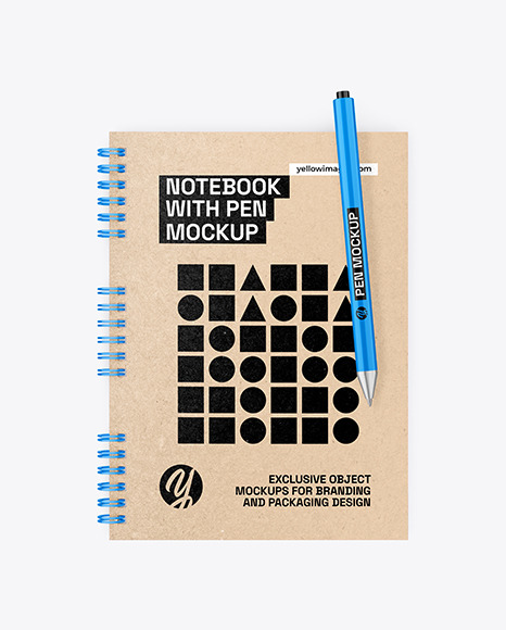 Kraft Notepad with Pen Mockup