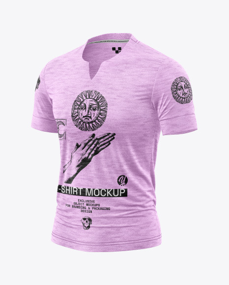 Melange V-Neck T-Shirt Dashiki Mockup