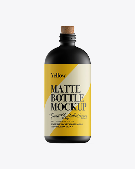Matte Glass Bottle W/ Cork Stopper Mockup