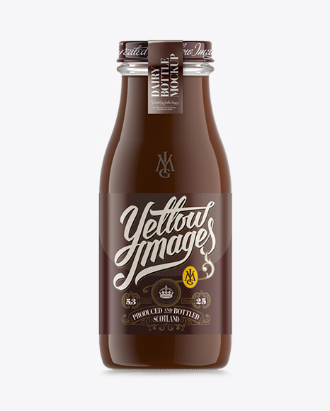 Glass Bottle With Black Coffee Drink Mockup