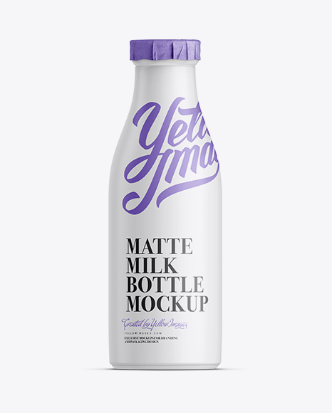 Matte Milk Bottle W/ Paper Lid Mockup