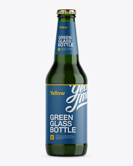 330ml Green Glass Bottle Mockup