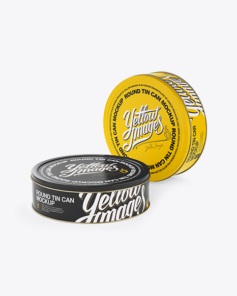 Two Round Tin Cans Mockup - Halfside View (High-Angle Shot)