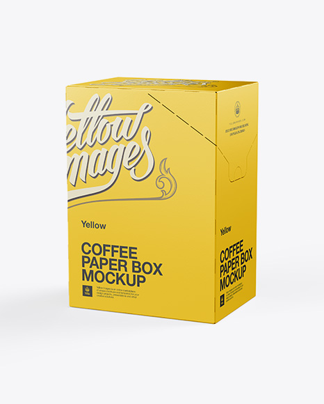 Coffee Paper Box Mockup - Right Side 3/4 View