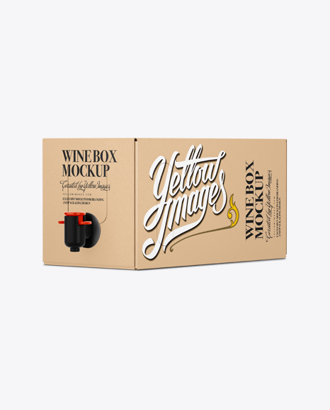 Kraft Paper Wine Box with a Tap Mockup - 25° Angle Front View (Eye-Level Shot)