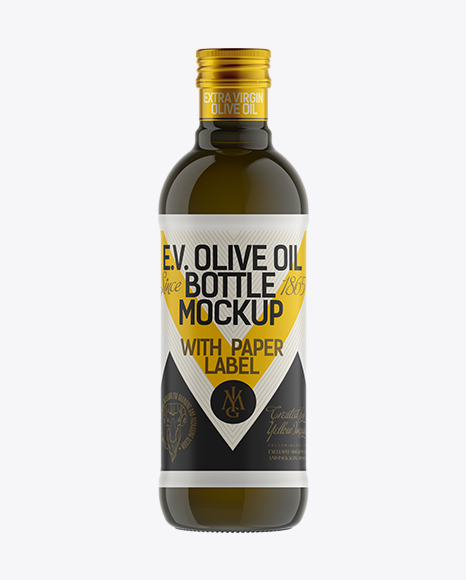 500ml Antique Green Olive Oil Bottle Mockup
