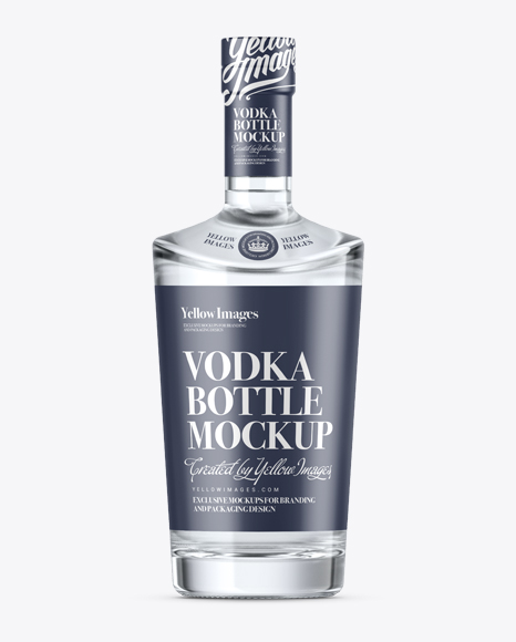 Clear Glass Vodka Bottle Mockup - Front View
