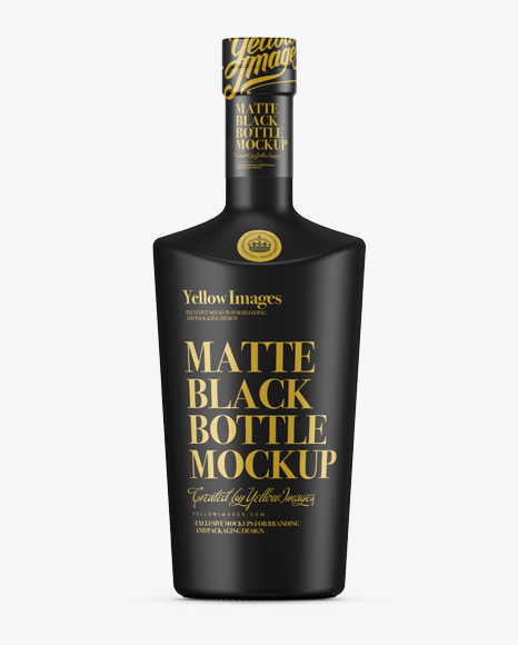 Black Mat Liquor Bottle Mockup - Front View