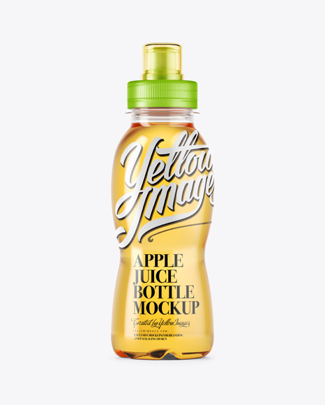 330ml Apple Juice PET Bottle with Transparent Cap Mockup